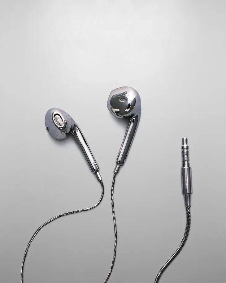 KROM silver wired earphones